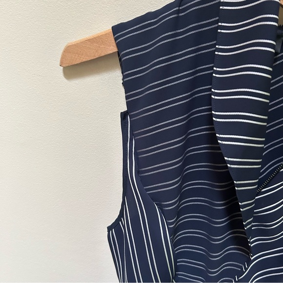 Ted Baker ~Flissie Navy Zip Front Striped Midi Dress in US size 10 (Ted size 4) - Picture 9 of 16